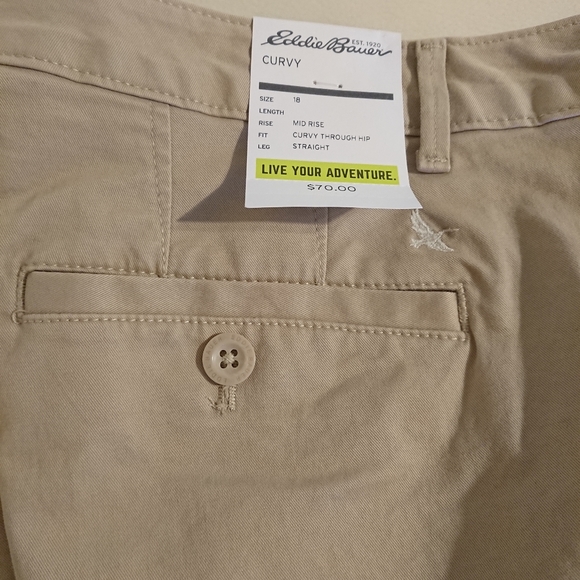 NWT Eddie Bauer Curvy Mid Rise Khaki - Picture 5 of 6